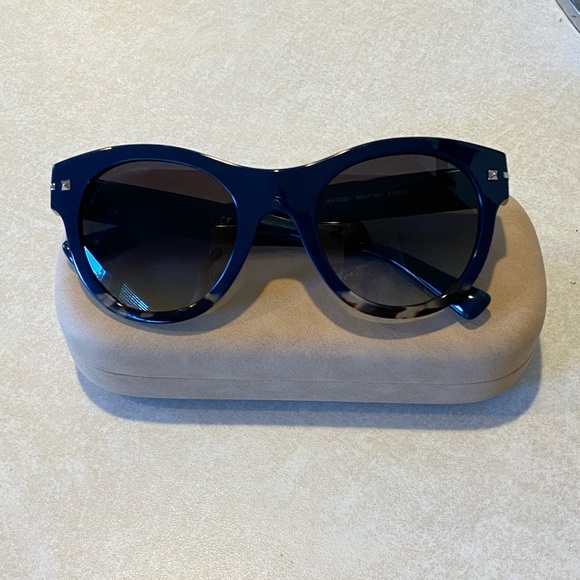 Valentino Blue Ice Havana Gray Frame Sunglasses - Picture 8 of 8